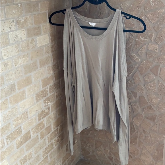 Garage Sweaters - Light Olive Green Cold-Shoulder Sweater Garage Sweaters - Light Olive Green Cold-Shoulder Sweater